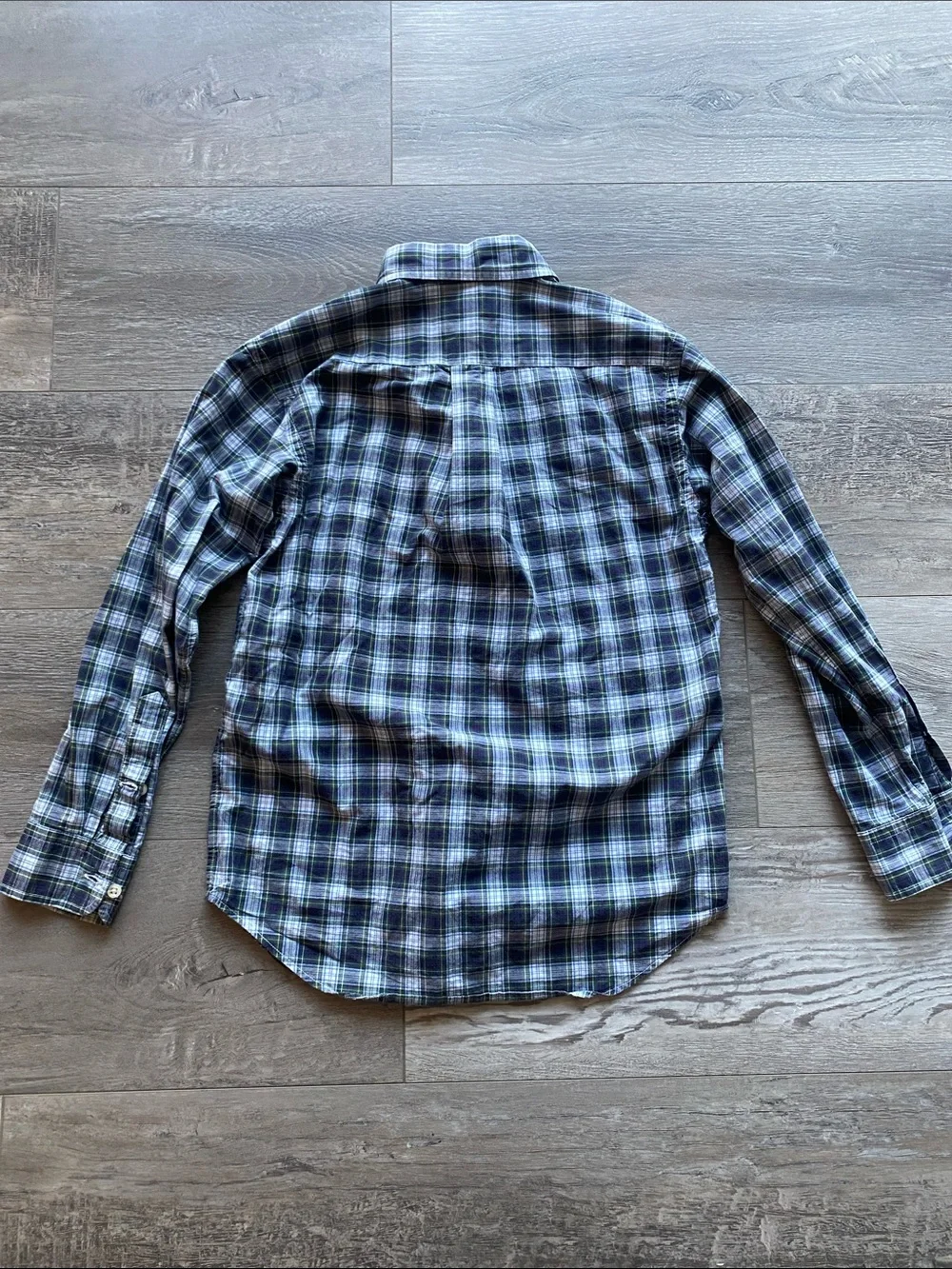 Ralph Lauren Plaid Button Down Shirt in Navy and Green Boys Sz Medium 10-12